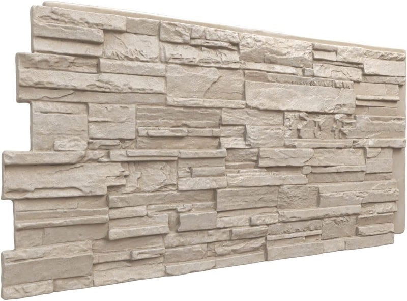 Ekena Millwork EverStone Cascade Faux Stone Panel, 48 5/8"W x 24 3/4"H x 1 1/4"D, Sea Shell Color - Image 3